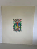 *^ Japanese Fukuoka Nobuo Original Art Expressionism Portrait Drawing Watercolor Signed 十 Ten