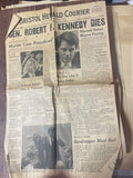 +* AS-IS Vintage Bristol (VA-TN) Herald Courier Senator RFK Kennedy Dies Jun 7 1968 Newspaper