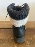 Womens/Juniors Black Ankle Lace Up WINTER BOOTS Sz 6 UK Sz 4 Faux Lambswool
