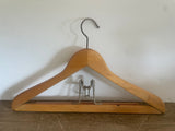 Vintage Wood Hanger 17-1/2” Suit/Trouser Coat Jacket Pants Felt Lined Trouser Clamp