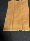 +* Vintage Light Pink Linen Tea Towel with Crocheted Hem Made in Ireland