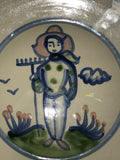 a** Vintage M A Hadley Pottery Bread Plate Dessert Farmer Man Farm