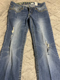 ** Womens/Juniors Southern Thread Size 29 Regular Blue Boot Cut Flare Distressed Low Rise