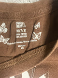 +* Girls Medium 7/8 Brown SHirt Cap Sleeve Top by Faded Glory Cotton Beaded Cross