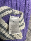 +* Dog Sweater Medium Purple with Grey & White Bow 20” L