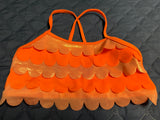 +* Girls Medium Sz 7/8 Two Piece Bikini Swimsuit Orange Ruffled Layered Bodice by Wonder Nation