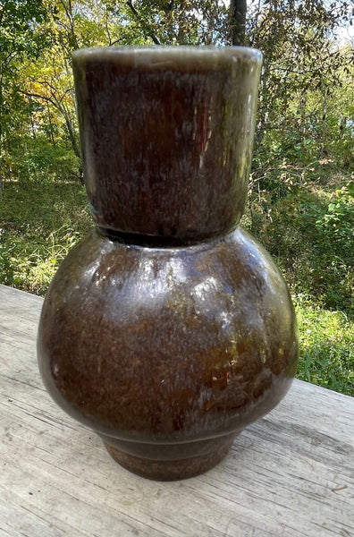 * Vintage Pottery Brown Glaze 5.5” Bud Flower Vase