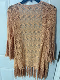 +* Womens/Juniors Small Lightweight Crocheted Apricot  Cardigan Sweater with Fringe by BKE