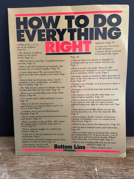 Vintage How To Do Everything Right by Bottom Line Personal Book Softcover 1997