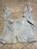 +^ Women’s Junior’s XSmall 26” Light Blue Denim with Gathered Leg Seams Deep Pockets Stretch