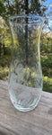* Vintage Clear Glass 7” Bud Vase Etched Frosted Daffodil Flowers Decor