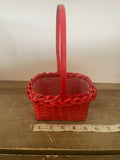 +* Small Red Basket Woven Wood With Handle & Plastic Liner Holiday Valentines Day