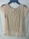 +* Womens Juniors Lauren Conrad XSmall Blush Top with Sheer Netting Overlay Short Sleeves