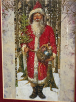 € Vintage Inspired Art Santa St. Nick Gold Frame & Matted Christmas Holiday