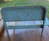 a* Vintage 1950s Baby Doll Blue Metal Bed Amsco Doll-E-Bed For 18" Dolls w/ Side Rails