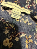 +* Womens Juniors American Eagle Dress Medium Slit Open Long Sleeves Navy Blue Print