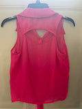 +* Womens Juniors By Decree Medium Hot Pink Sleeveless Top Blouse Tie-Up Hemline Cutout Back