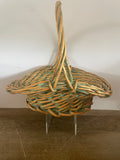 +* Medium Basket Woven Wood With Handle w/ Green Accents