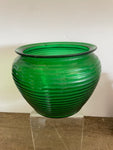 + Vintage Emerald Green Glass Ribbed Planter 5” H x 5.75”Diam