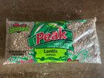 <€€ Lentils by Peak, High Fiber, Low Sodium 16oz Best Used By July 6, 2025