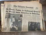 + Vintage ATLANTA JOURNAL JFK Kennedy Assassination Nov 25 1963 Newspaper Evening Edition