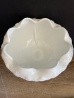 <€€ Vintage Indiana Large 9” H White Milk Glass Compote Candy Bowl Quilted Diamond Star