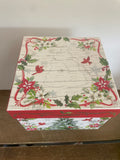 Holiday Christmas Gift Decor Box Red Birds & Poinsettias, 2019 Heavy Cardboard Flip Top