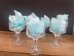 ~ Vintage Set/7 Heavy Lead Crystal Stemmed Wine Goblet Water Glasses 5.75” H