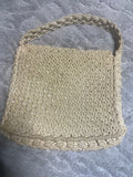 +* Vintage MACRAME Purse Bag Sand Beige Hippie Boho Woven Beaded