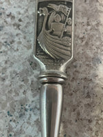 € SPOR Norway Norge Viking Serving Fork Spork Silver Pewter Handle Stainless Steel