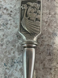 € SPOR Norway Norge Viking Serving Fork Spork Silver Pewter Handle Stainless Steel