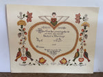 + New Vintage Early Pennsylvania Dutch Marriage Certificate WHOM GOD HAS JOINED Heavy Stock