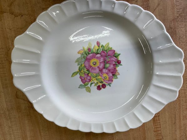 a* Vintage White China Pink Rose Garden Oval Platter by ITC-NL