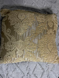 +* Square 16” Raised Velour Damask Design on Satiny Pillow Beige Zipper Closure Beaded Fringe