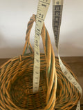 +* Medium Basket Woven Wood With Handle w/ Green Accents