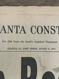 + Vintage The ATLANTA CONSTITUTION NIXON RESIGNS Friday August 9, 1974 Morning Edition Newspaper