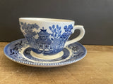 Vintage Churchill Blue and White Willow Coffee Tea Cup and Saucer Oriental Design England