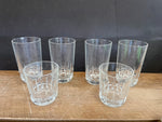 <€€ Set/6 Clear Drinking Glasses 4-Tumblers/Highballs, 2-Juice/LowBalls Barware