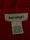 Womens Large SAY WHAT? Red Sweater Dress Fitted Ribbed