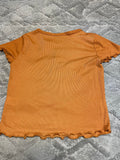 +* Girls Large (Sz 14) Copper Colored Short Sleeve Top  Butterfly Appliqués No Comment Girls NY LA