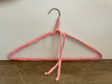 a* Set/3 Vintage 16” Nylon Covered Metal Clothes Hangers  2-Pink, 1 Green