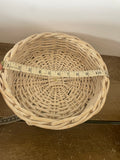 +* Round White Basket Tray Woven Wood