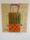 +^ Japanese Fukuoka Nobuo Original Art Expressionism Portrait Drawing Watercolor Signed五 5