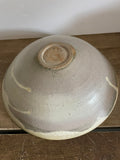 €a** Large 12” Handcrafted Pottery Bowl Gray w/ Blue & Beige Bottom