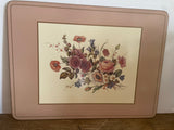 + Vintage PIMPERNAL Hard Placemats Set/3 3 Floral Designs Cork Backing England Pink Border