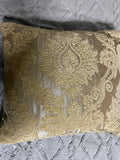 +* Square 16” Raised Velour Damask Design on Satiny Pillow Beige Zipper Closure Beaded Fringe