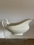 + Vintage Johnson Bros GROSVENER White China Gold Rim GRAVY BOAT 1920s England