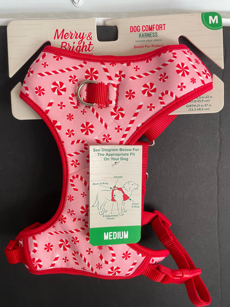 € New Fair Isle Red Merry & Bright Christmas MEDIUM Dog Comfort Vest Harness NWT
