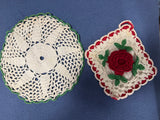 +* Vintage (2) Crocheted Doilie & Potholder