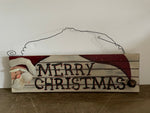a** Wood & Tin Merry Christmas Santa Hanging Sign